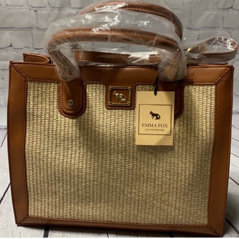 Emma Fox Straw Boxy Tote